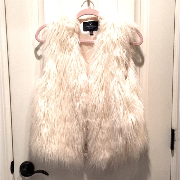 AERO S/P WHITE/IVORY FAUX FUR LONG-SHEARLING VEST. Finished Pink Lining - Picture 15 of 16